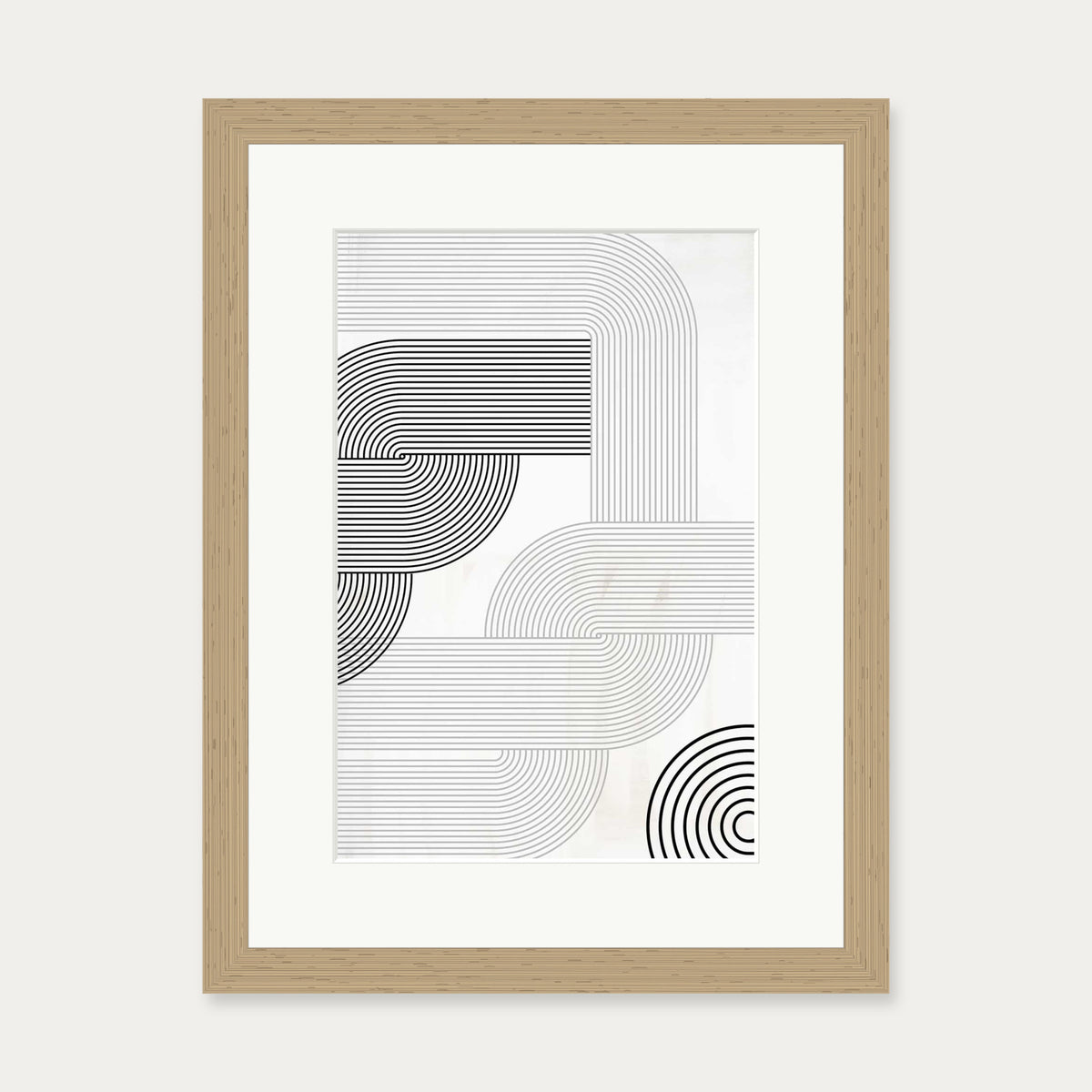 Retro Pattern Art Print — 30 x 40 cm — Oak Frame