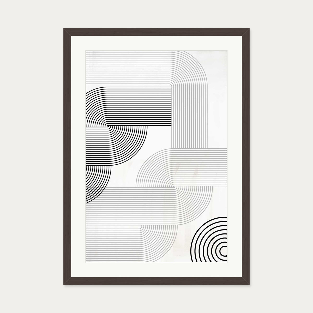 Retro Pattern Art Print — 50 x 70 cm — Brown Frame