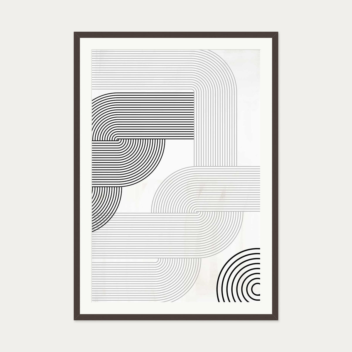 Retro Pattern Art Print — 70 x 100 cm — Brown Frame