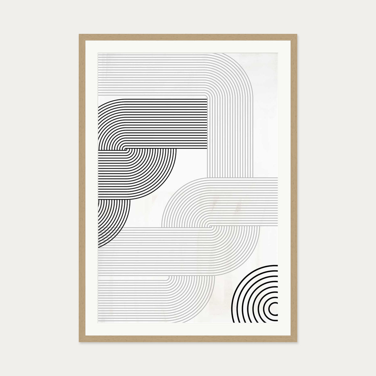 Retro Pattern Art Print — 70 x 100 cm — Oak Frame