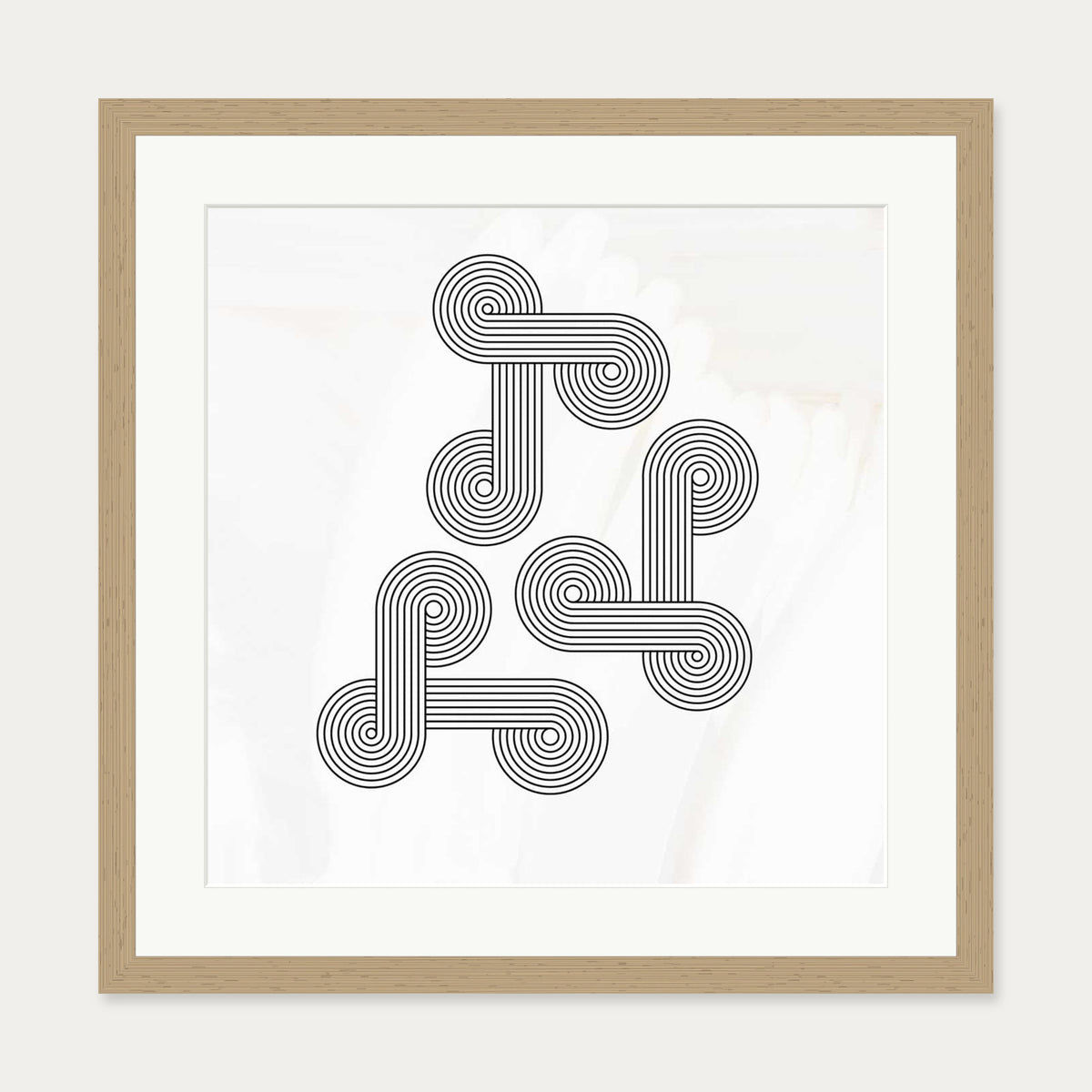 Retro Vintage Art Print — 50 x 50 cm — Oak Frame