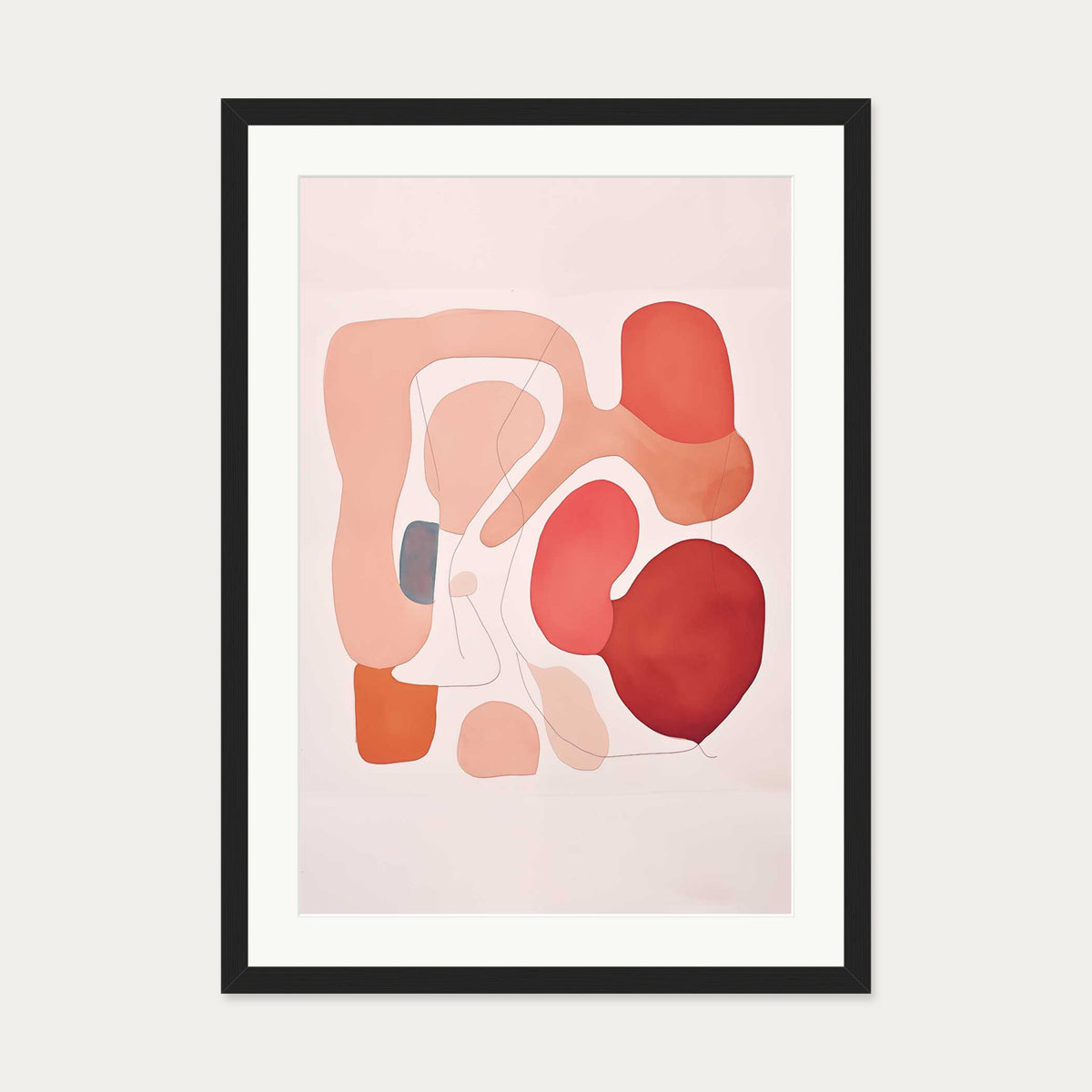 Revolving Shapes In Red Art Print — 50 x 70 cm — Black Frame