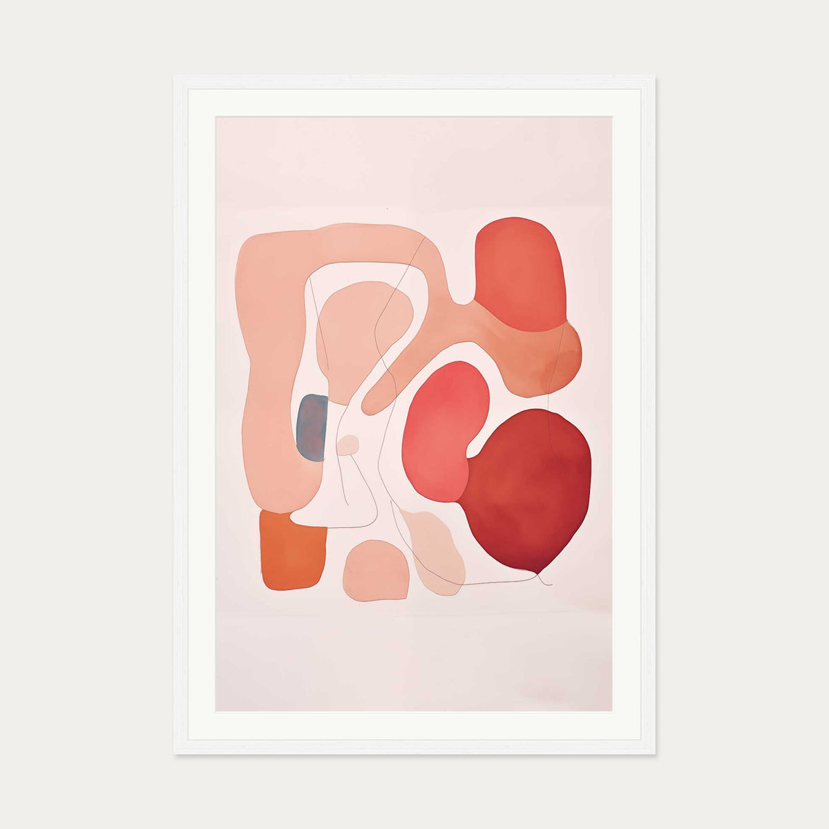 Revolving Shapes In Red Art Print — 70 x 100 cm — White Frame