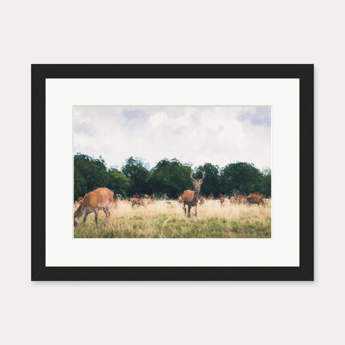 Richmond Park Impressionist Art Print — 30 x 40 cm — Black Frame