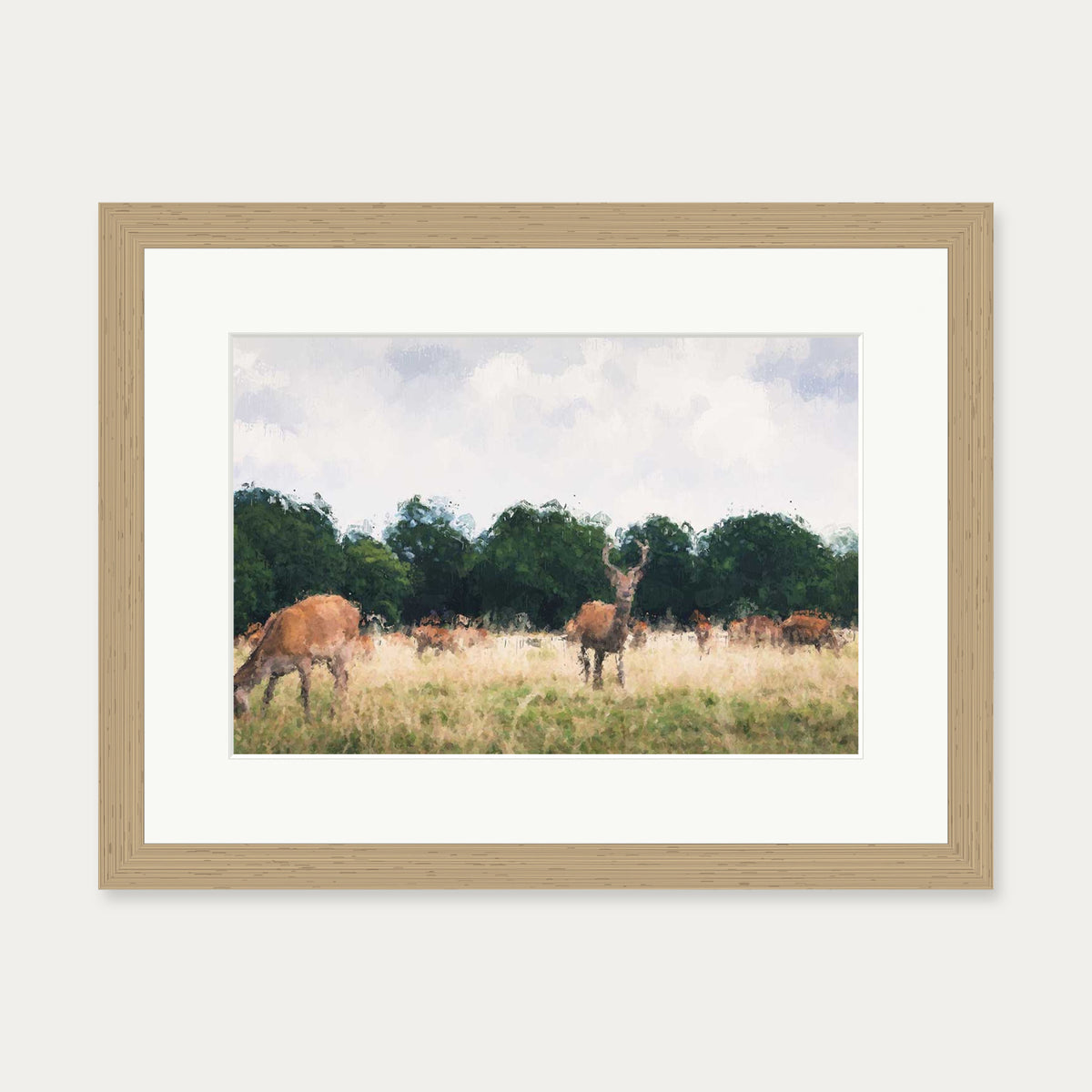 Richmond Park Impressionist Art Print — 30 x 40 cm — Oak Frame