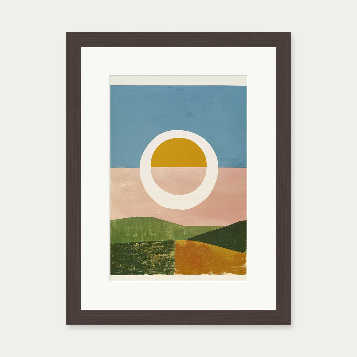 Rising Sun Wall Art Print — 30 x 40 cm — Brown Frame