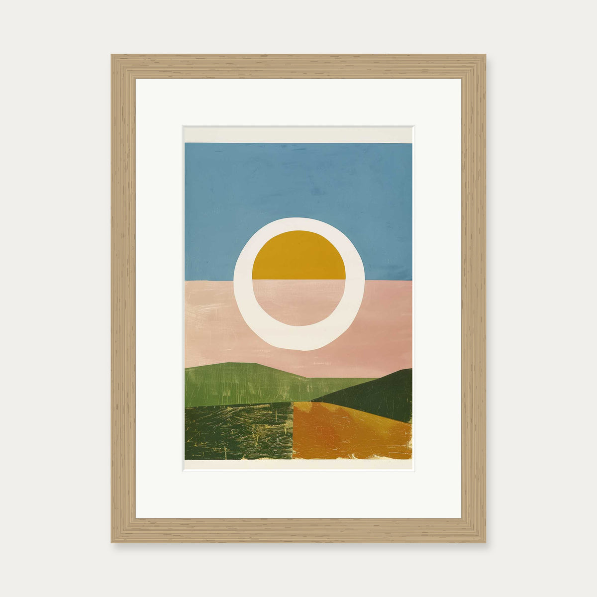 Rising Sun Wall Art Print — 30 x 40 cm — Oak Frame