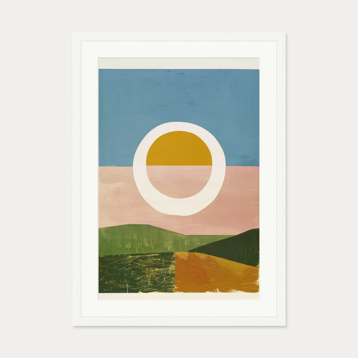 Rising Sun Wall Art Print — 50 x 70 cm — White Frame