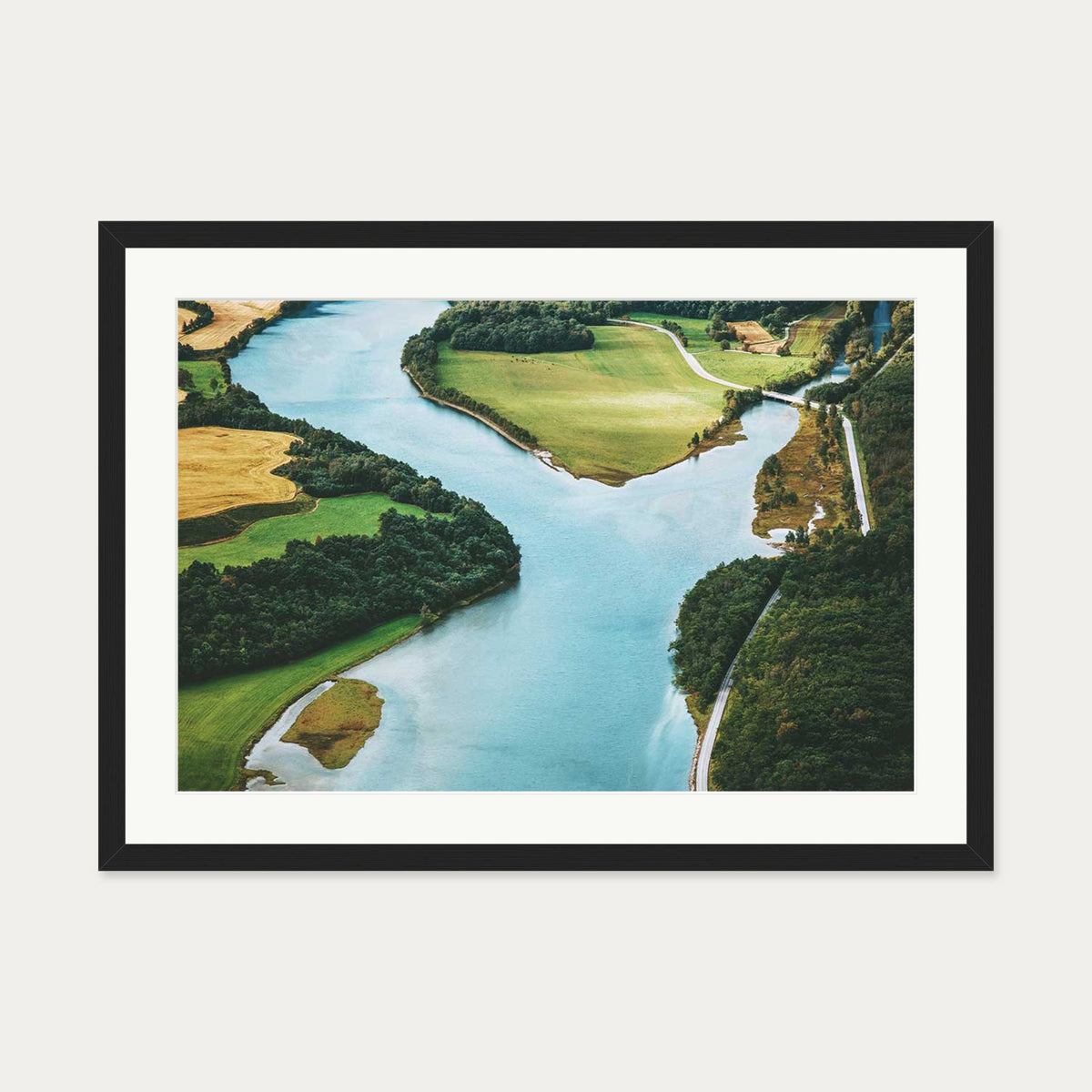 River Flow II Wall Art Print — 50 x 70 cm — Black Frame