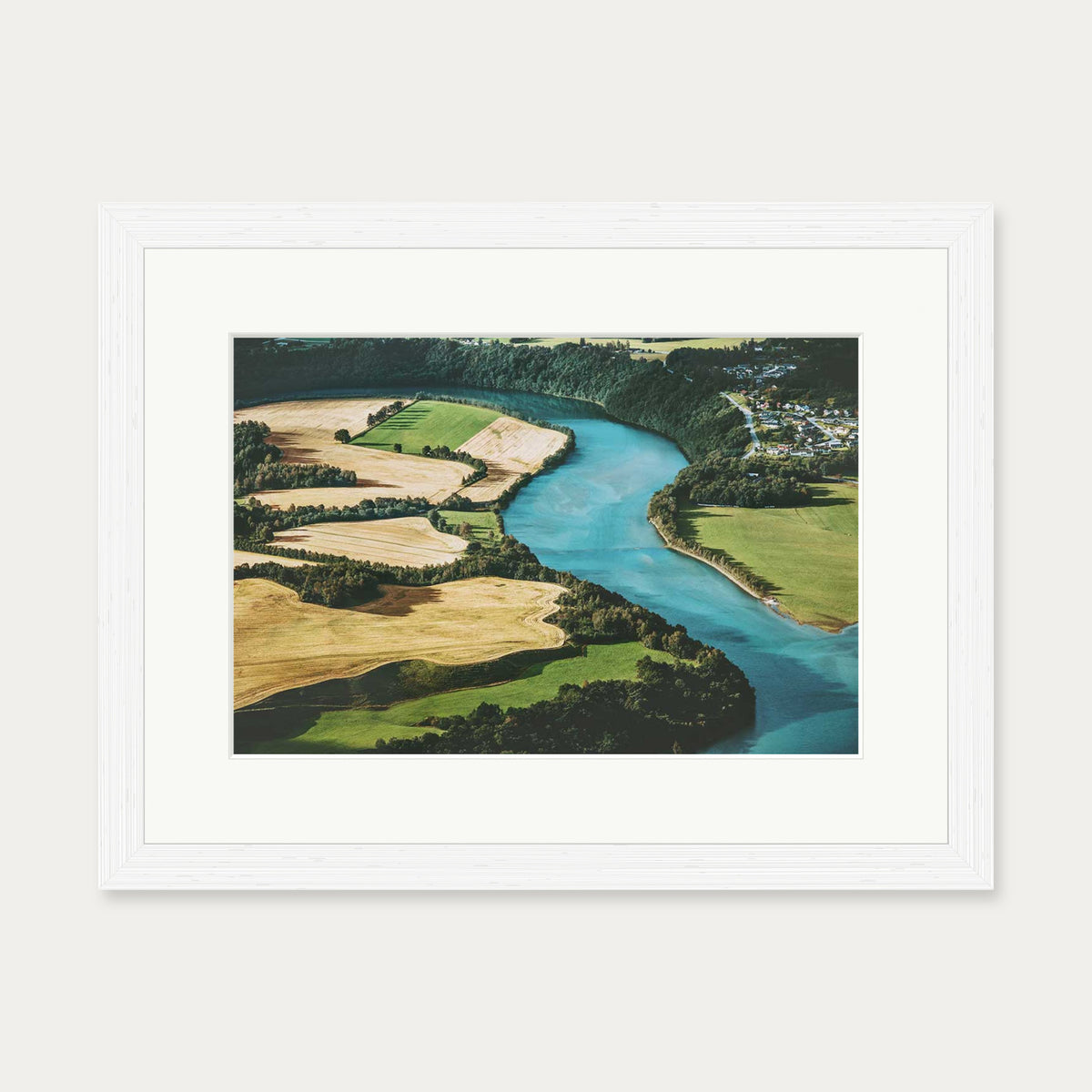 River Flow Wall Art Print — 30 x 40 cm — White Frame
