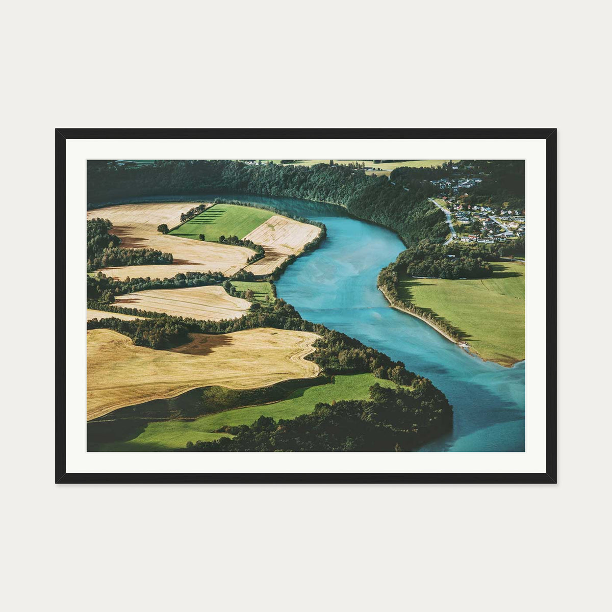 River Flow Wall Art Print — 70 x 100 cm — Black Frame