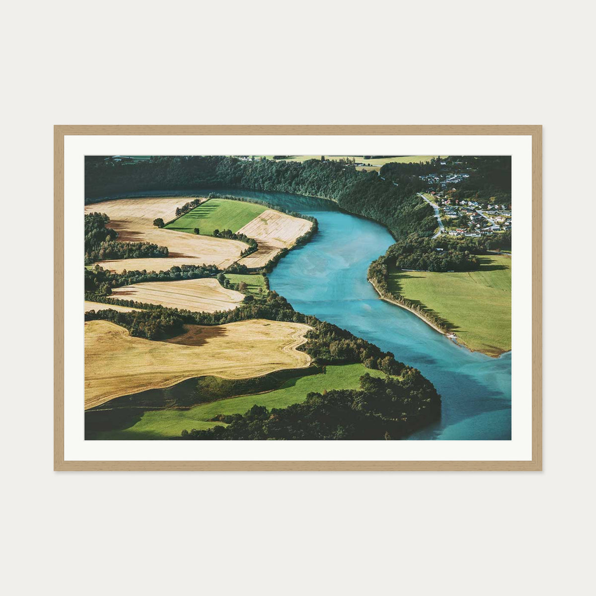 River Flow Wall Art Print — 70 x 100 cm — Oak Frame