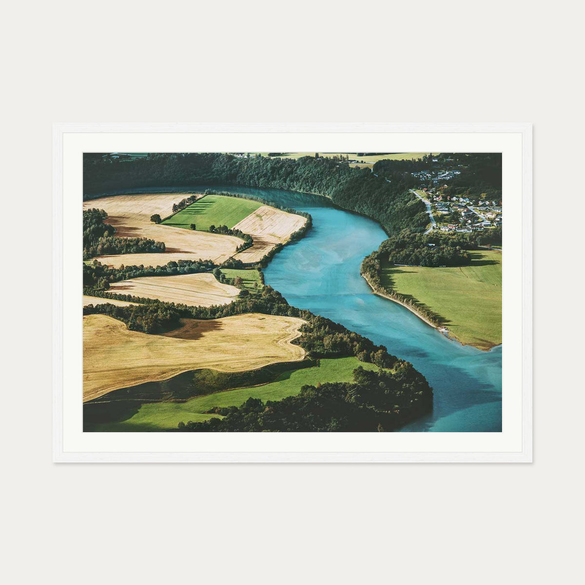 River Flow Wall Art Print — 70 x 100 cm — White Frame