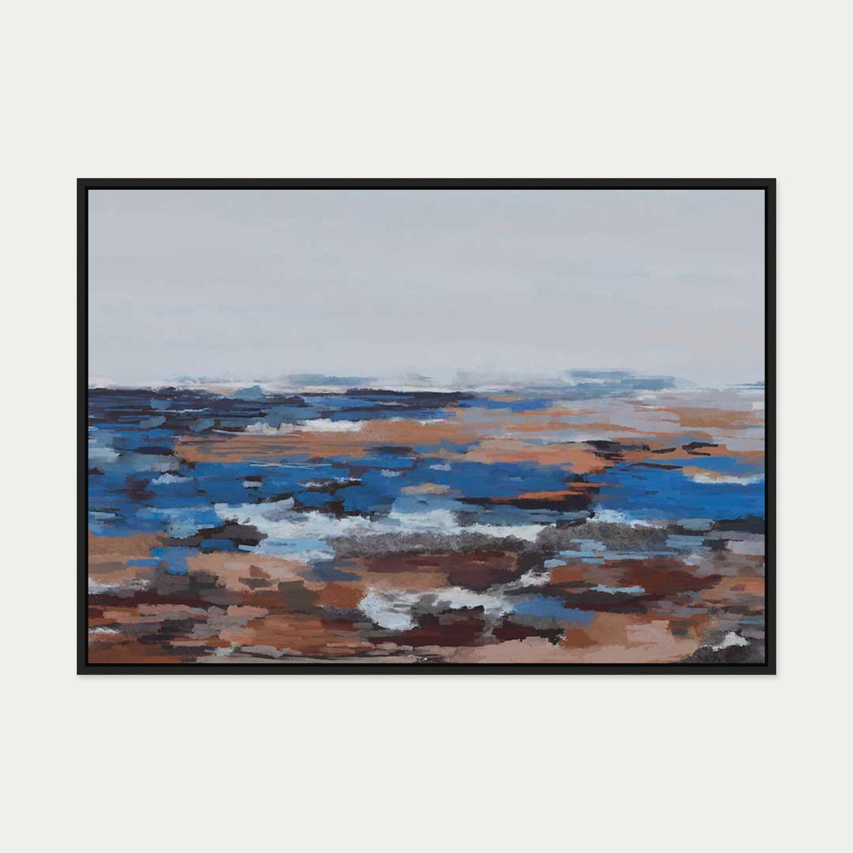 River Landscape Canvas Art — 70 x 100 cm — Black Frame