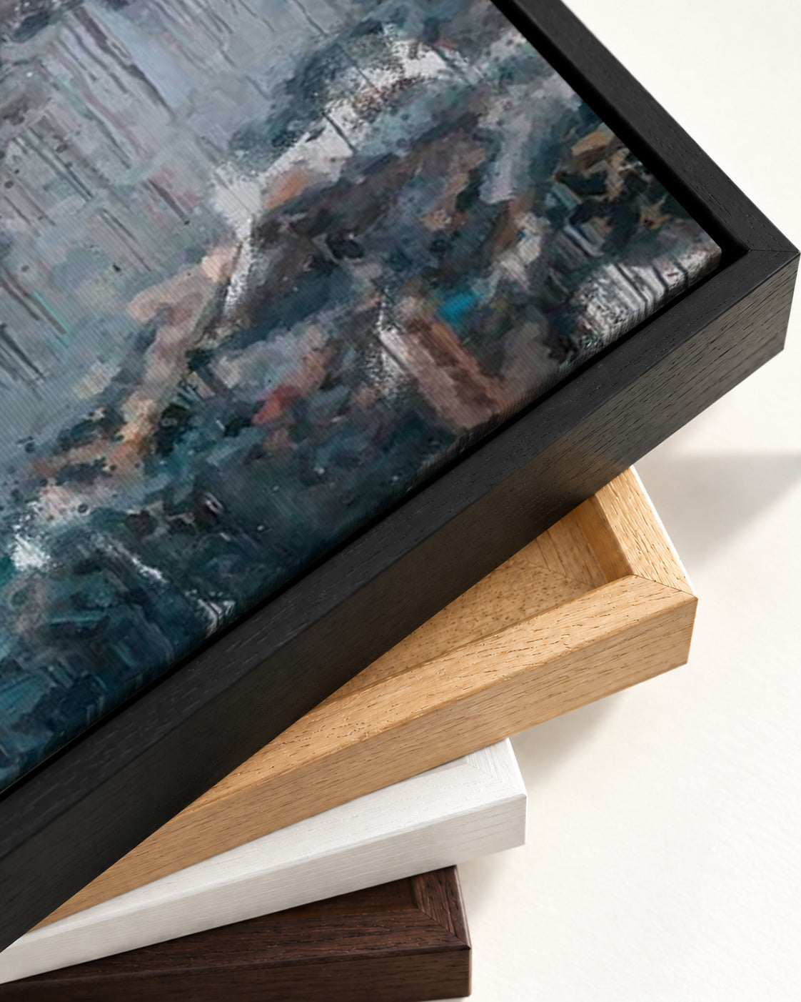 River Thames London Canvas Art — framed canvas corner and wrapped canvas detail