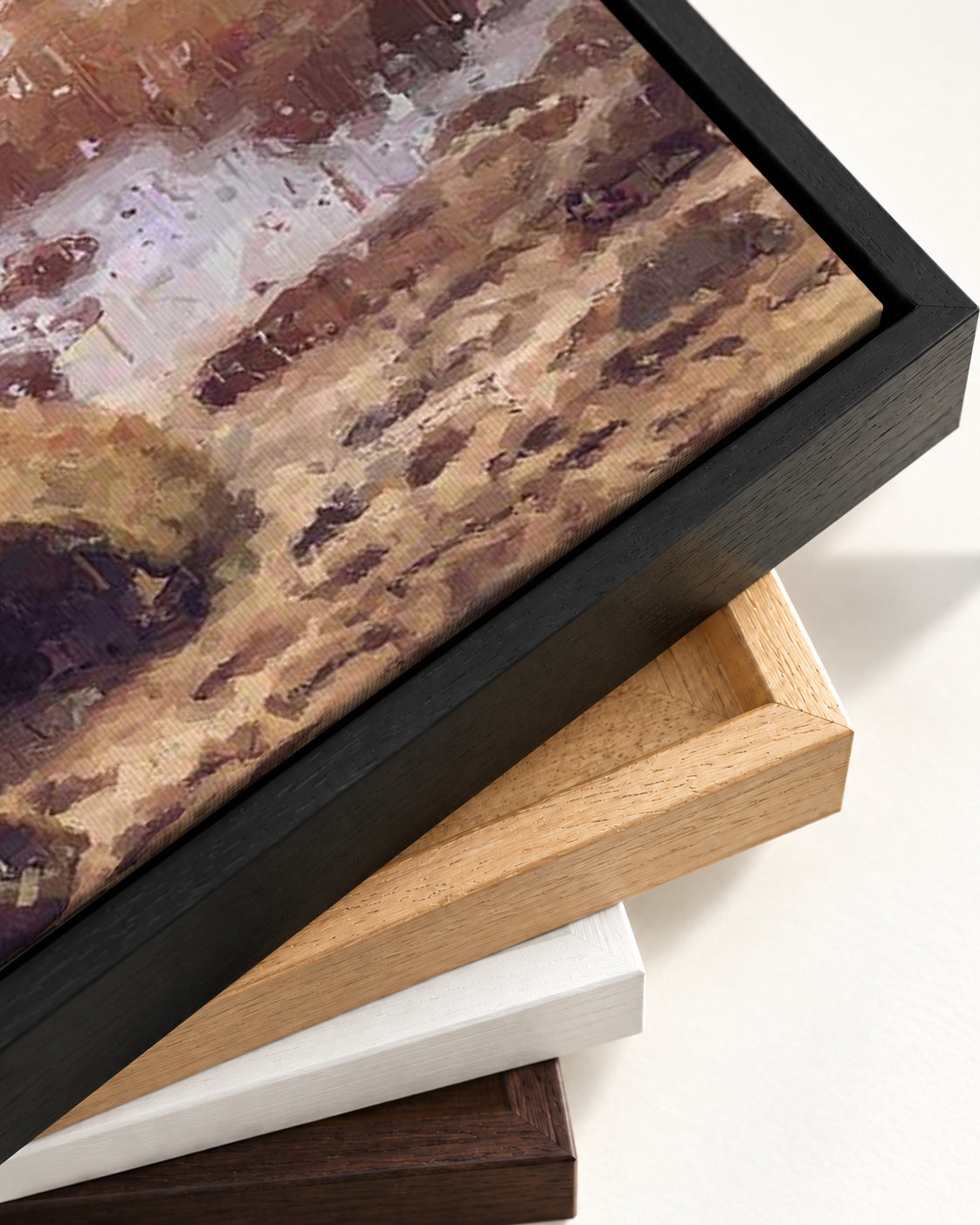 Rocks On The Beach Canvas Art — framed canvas corner and wrapped canvas detail