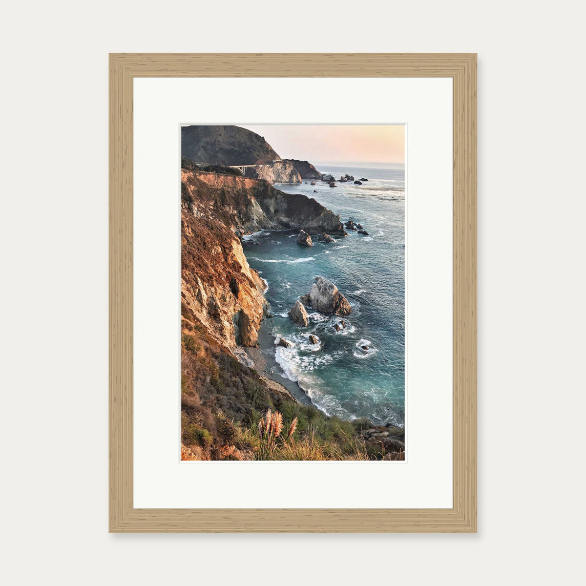 Rocky Coastline Wall Art Print — 30 x 40 cm — Oak Frame