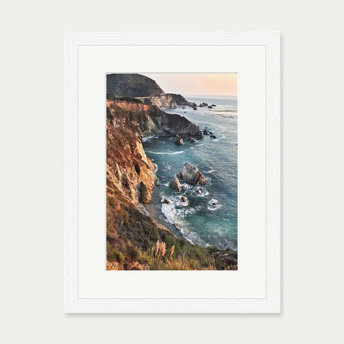 Rocky Coastline Wall Art Print — 30 x 40 cm — White Frame