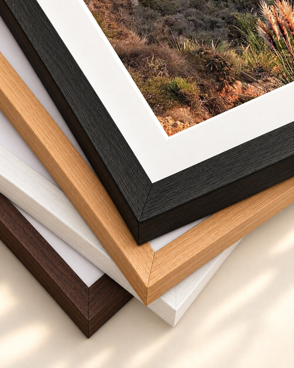 Rocky Coastline Wall Art Print — framed print corner with 5 cm mount and bevel