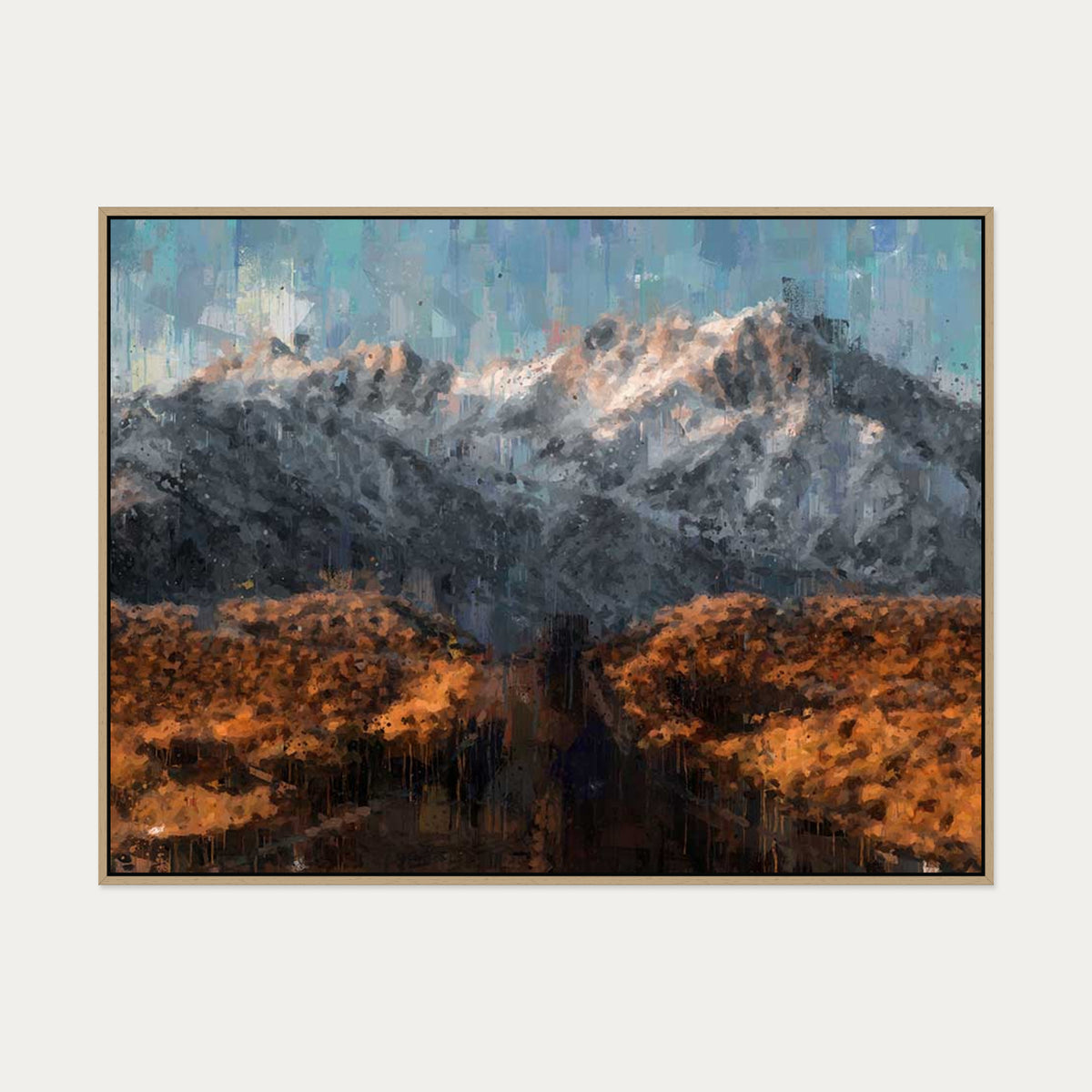 Rocky Mountains Fine Art Canvas Art — 90 x 120 cm — Oak Frame
