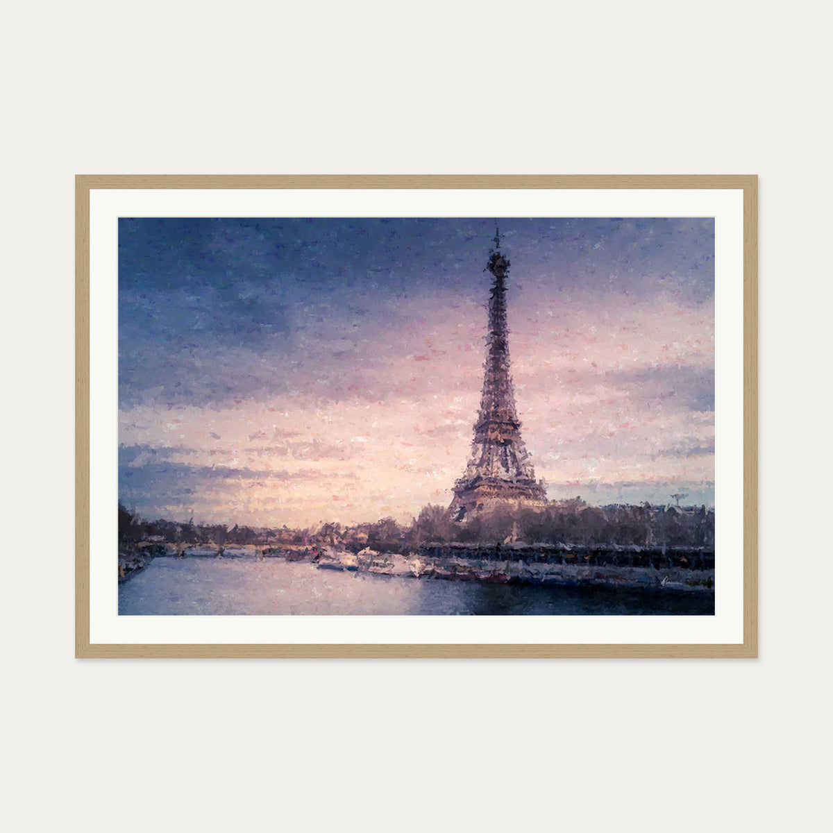 Romance In Paris Art Print — 70 x 100 cm — Oak Frame