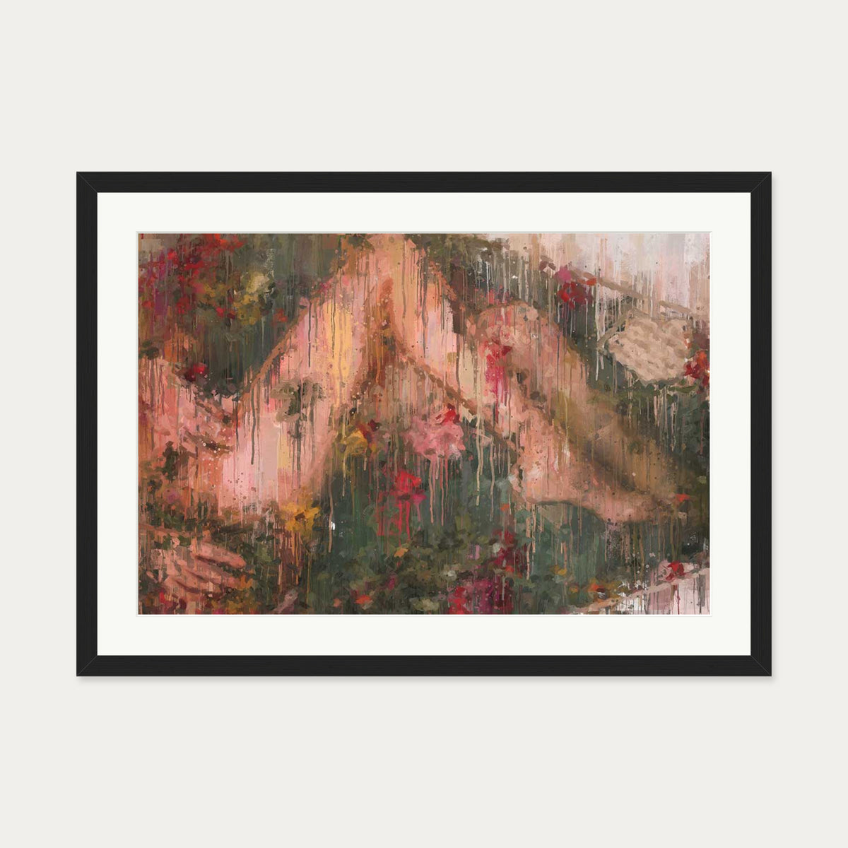 Rose Bath Art Print — 50 x 70 cm — Black Frame