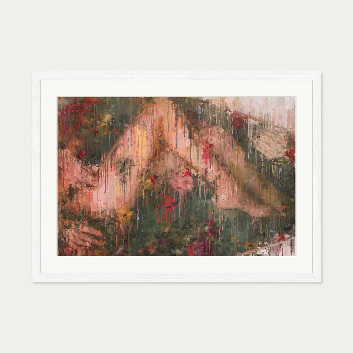 Rose Bath Art Print — 50 x 70 cm — White Frame