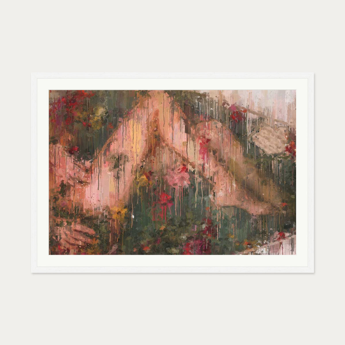Rose Bath Art Print — 70 x 100 cm — White Frame