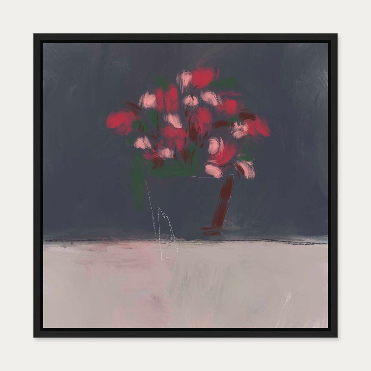 Rose Study Canvas Art — 50 x 50 cm — Black Frame