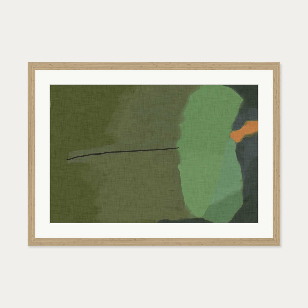 Rothko Green Art Print — 50 x 70 cm — Oak Frame