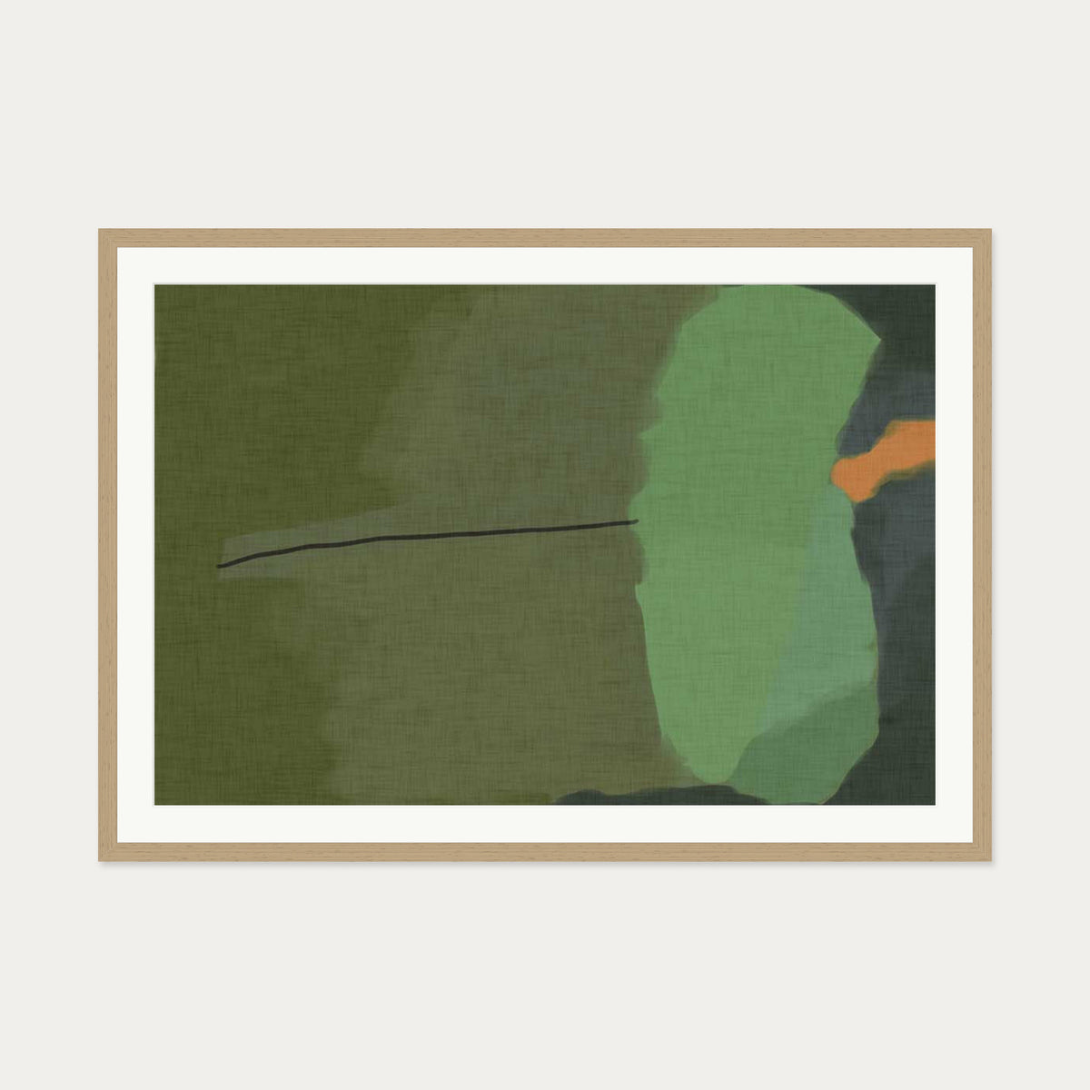 Rothko Green Art Print — 70 x 100 cm — Oak Frame
