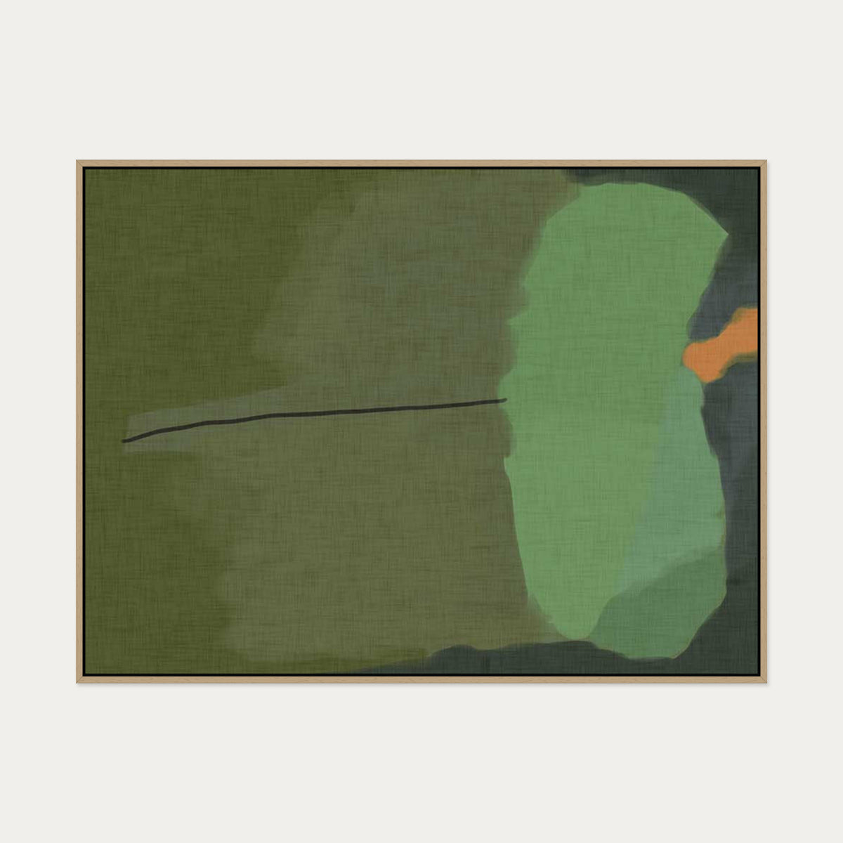 Rothko Green Canvas Art — 90 x 120 cm — Oak Frame