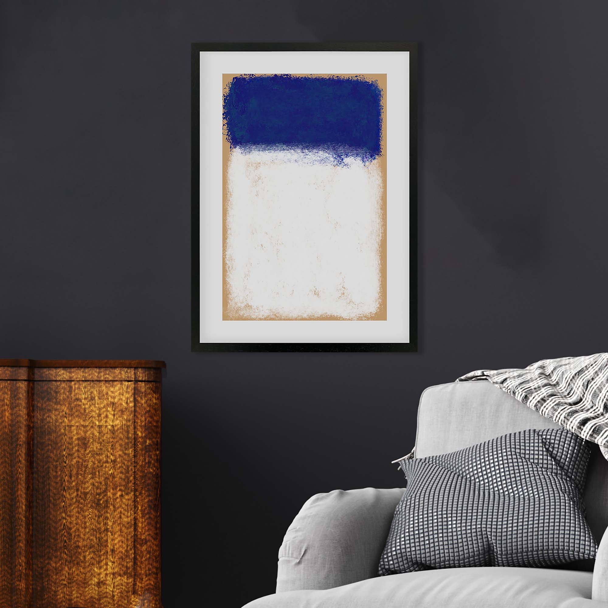 Beige On Blue Rothko Framed Art