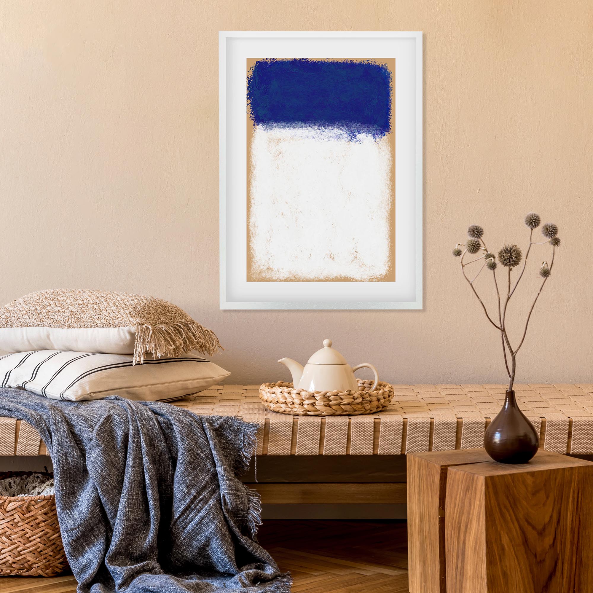 Beige On Blue Rothko Framed Art