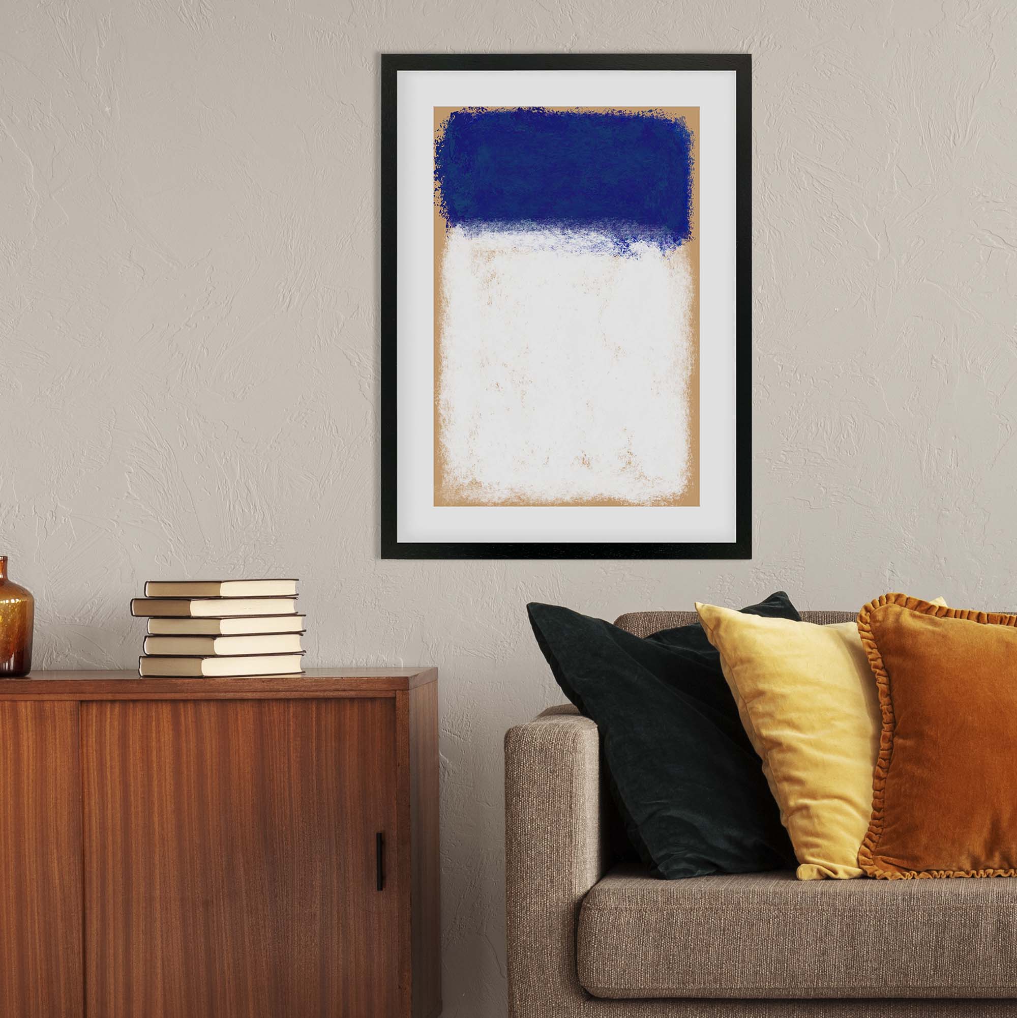 Beige On Blue Rothko Framed Art