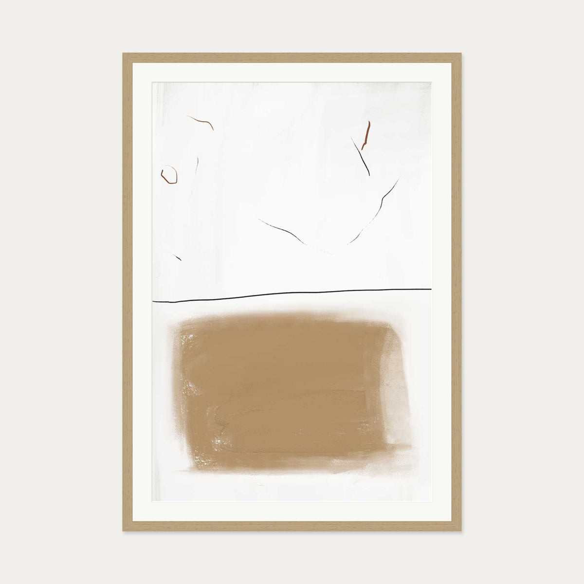Rustic Lines Art Print — 70 x 100 cm — Oak Frame