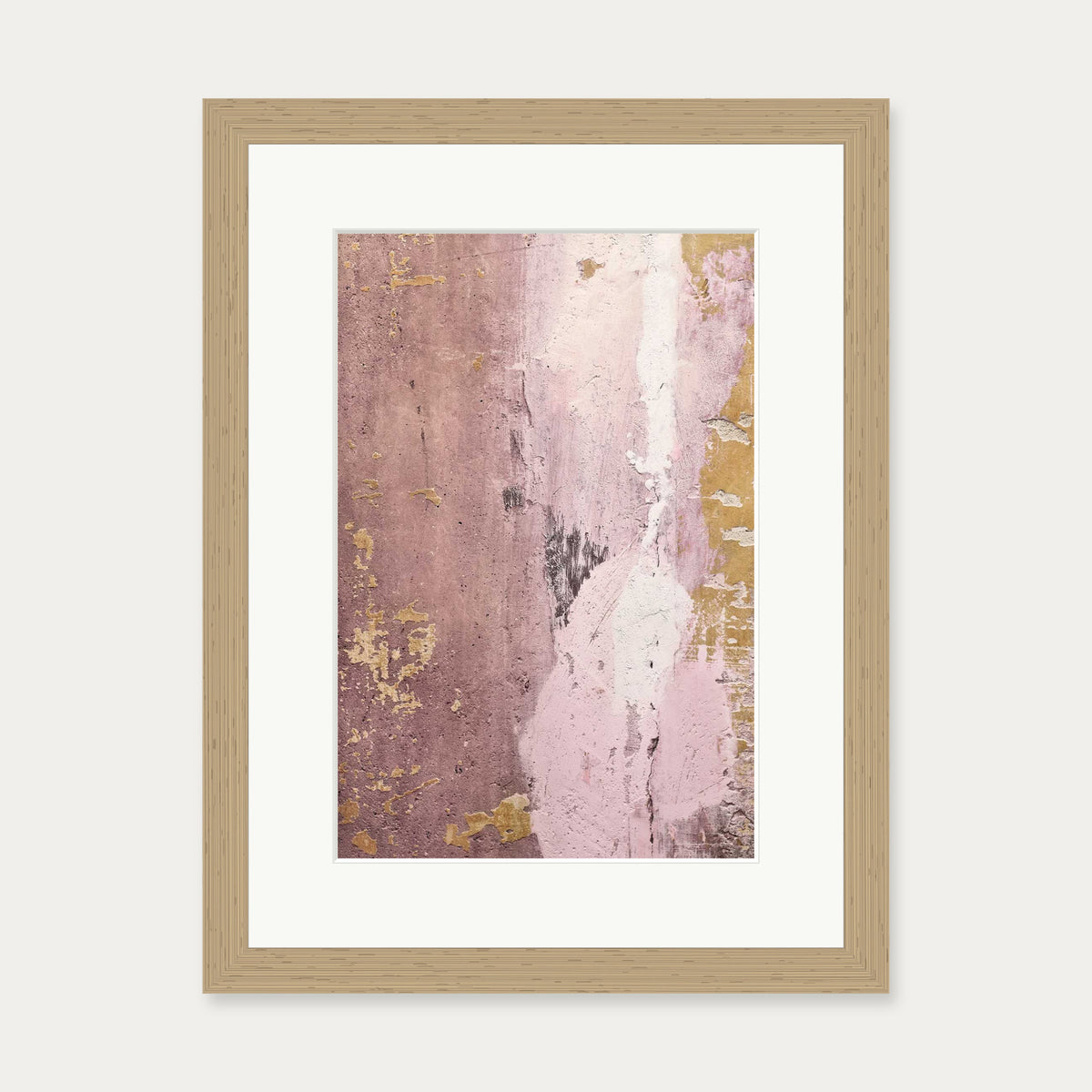 Rusty Pink Texture Wall Art Print — 30 x 40 cm — Oak Frame