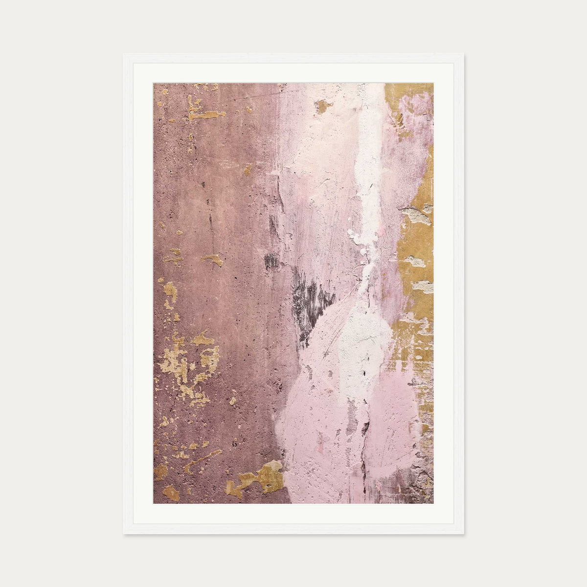 Rusty Pink Texture Wall Art Print — 70 x 100 cm — White Frame