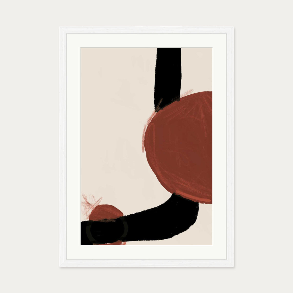 Rusty Red Marks Art Print — 50 x 70 cm — White Frame