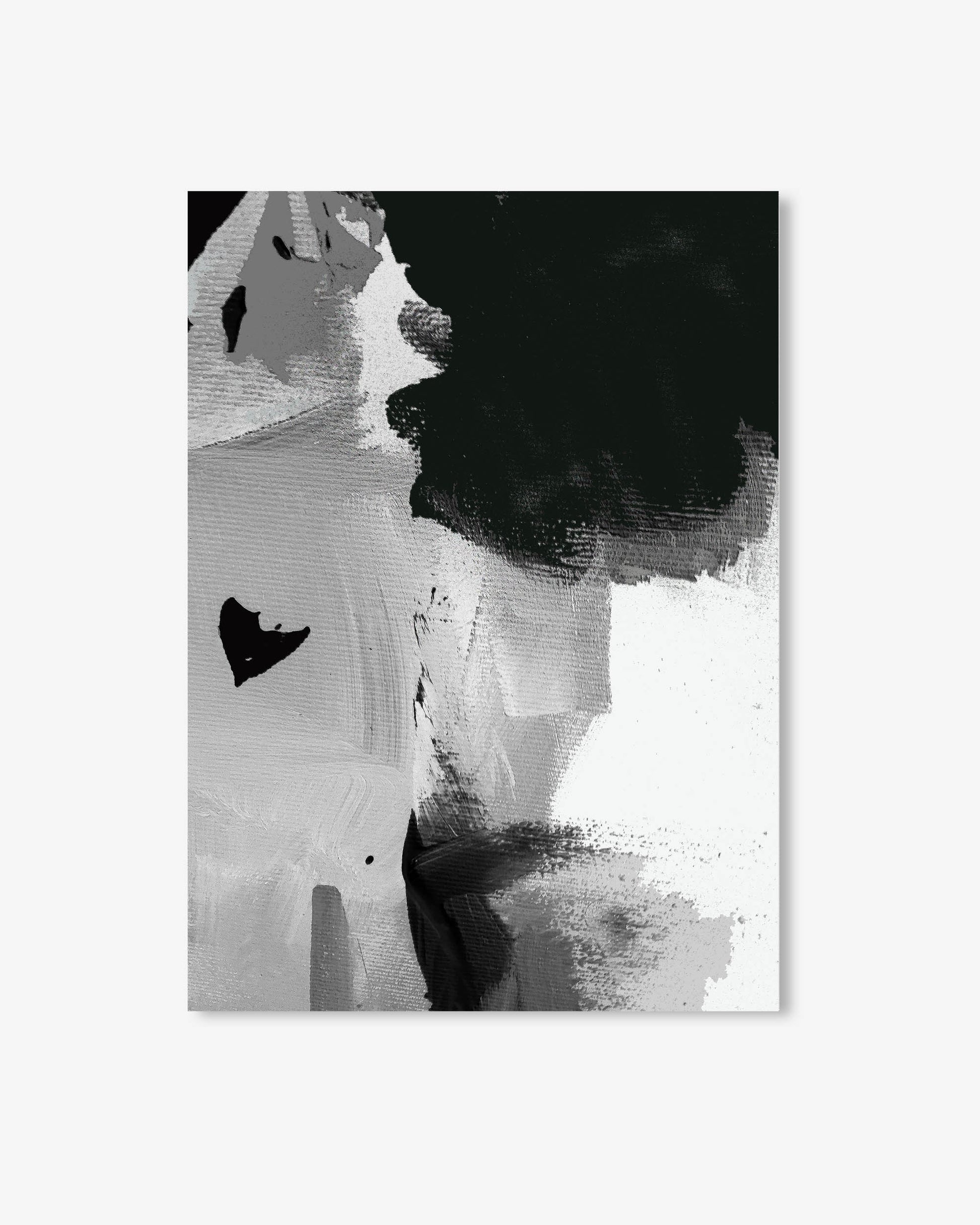 Black and white abstract art print on a white background