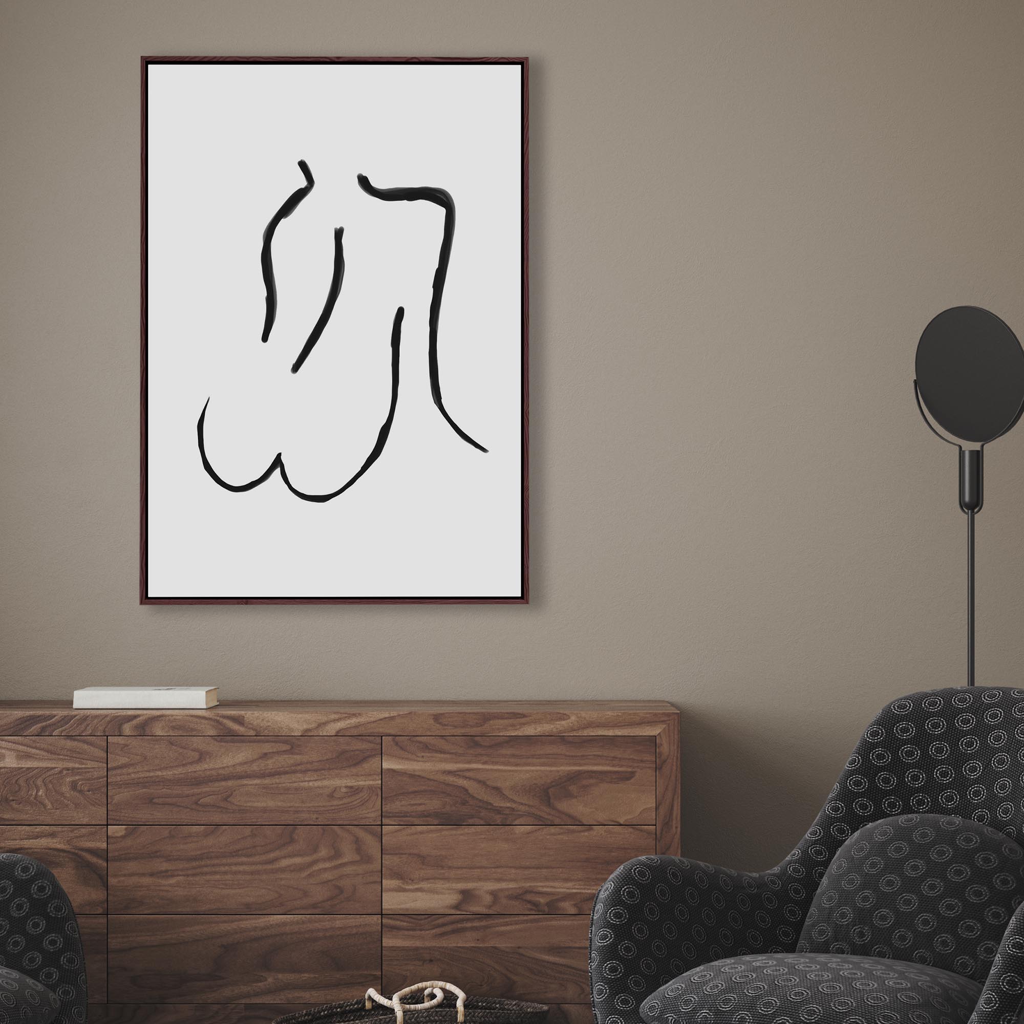 Nude Line Body Framed Canvas