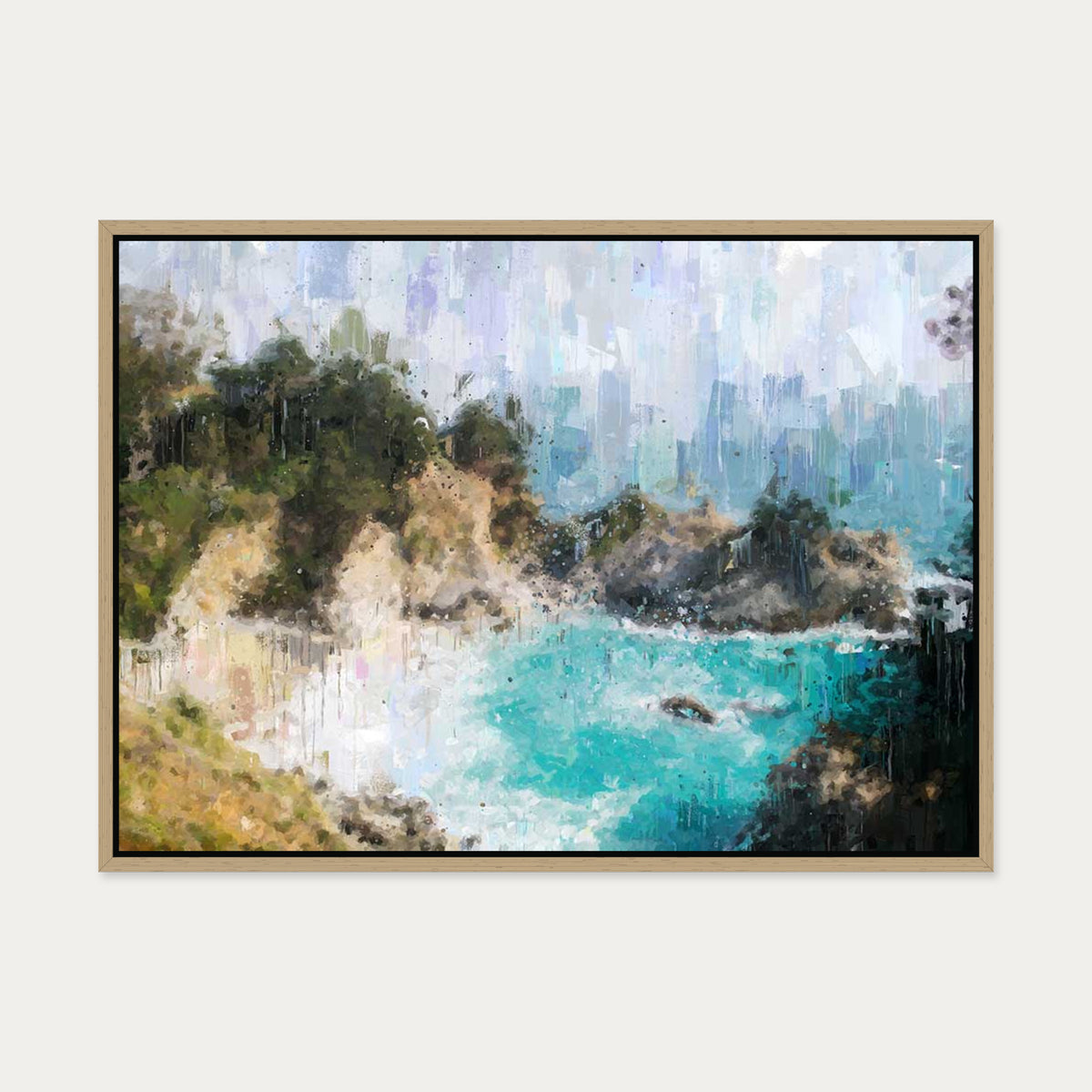 Sandy Bay Painting Canvas Art — 50 x 70 cm — Oak Frame