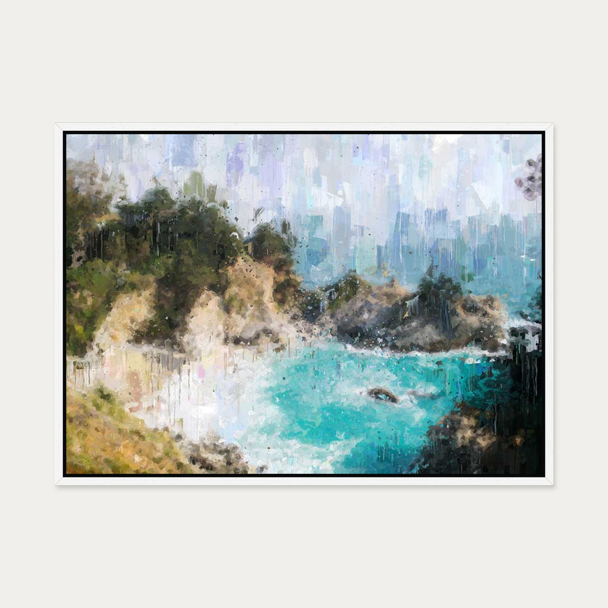Sandy Bay Painting Canvas Art — 50 x 70 cm — White Frame