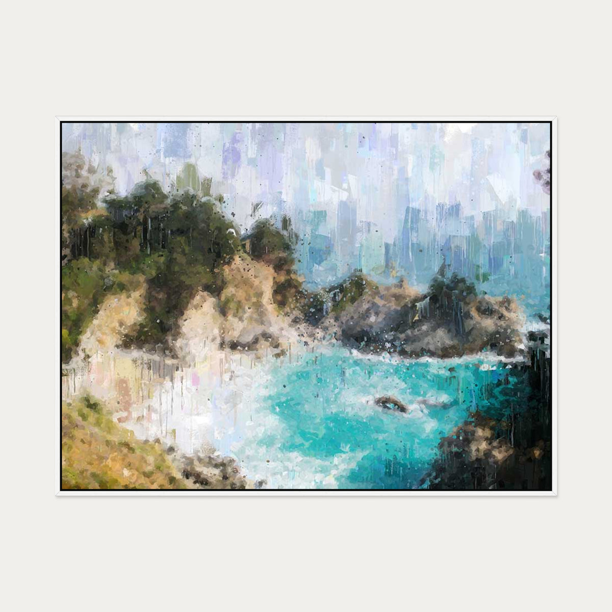 Sandy Bay Painting Canvas Art — 90 x 120 cm — White Frame