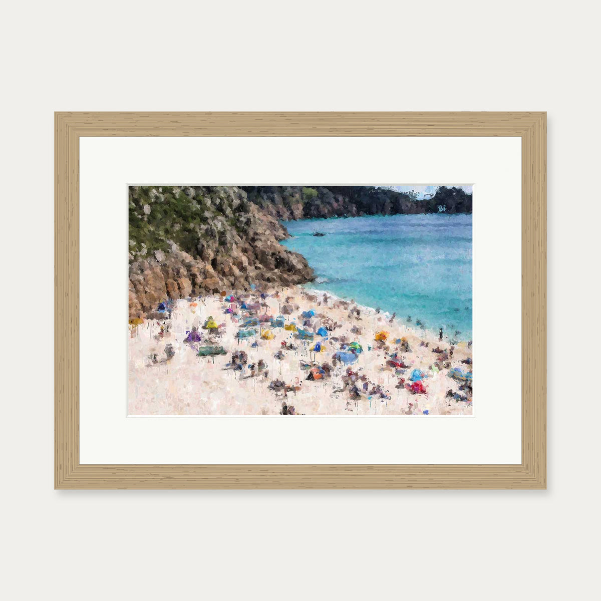 Sandy Beach Impressionist Art Print — 30 x 40 cm — Oak Frame