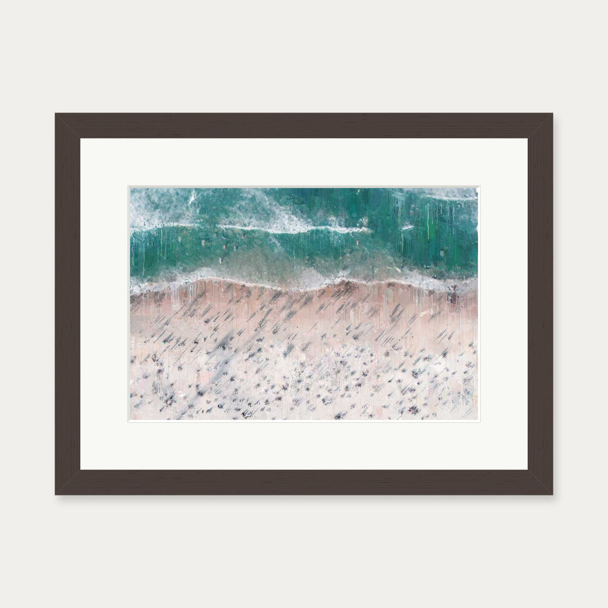 Sandy Beach Shore Landscape Art Print — 30 x 40 cm — Brown Frame
