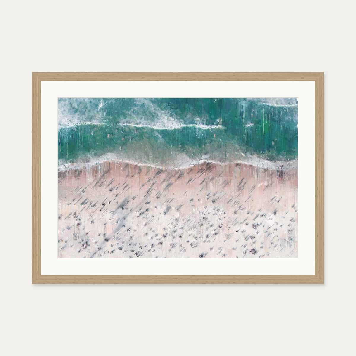 Sandy Beach Shore Landscape Art Print — 50 x 70 cm — Oak Frame