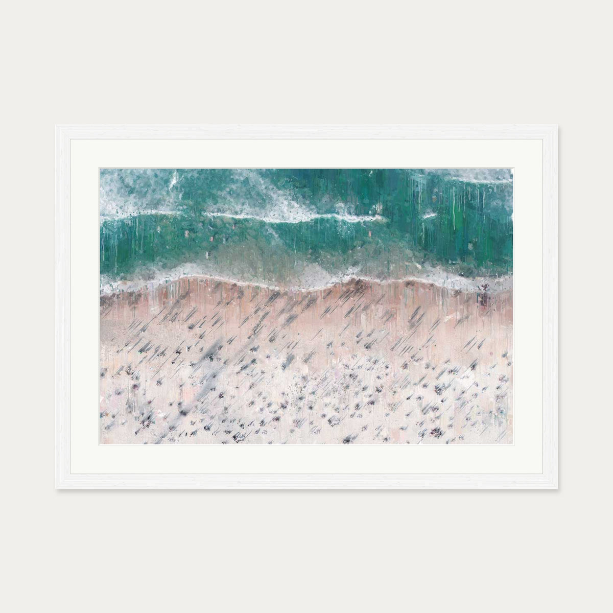 Sandy Beach Shore Landscape Art Print — 50 x 70 cm — White Frame