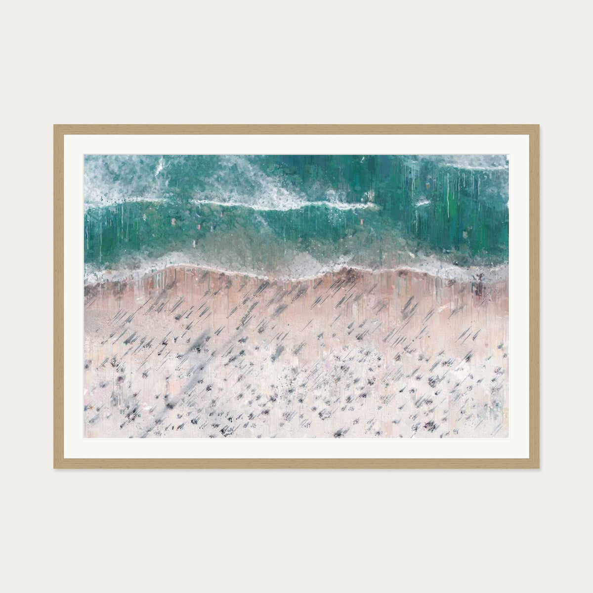 Sandy Beach Shore Landscape Art Print — 70 x 100 cm — Oak Frame