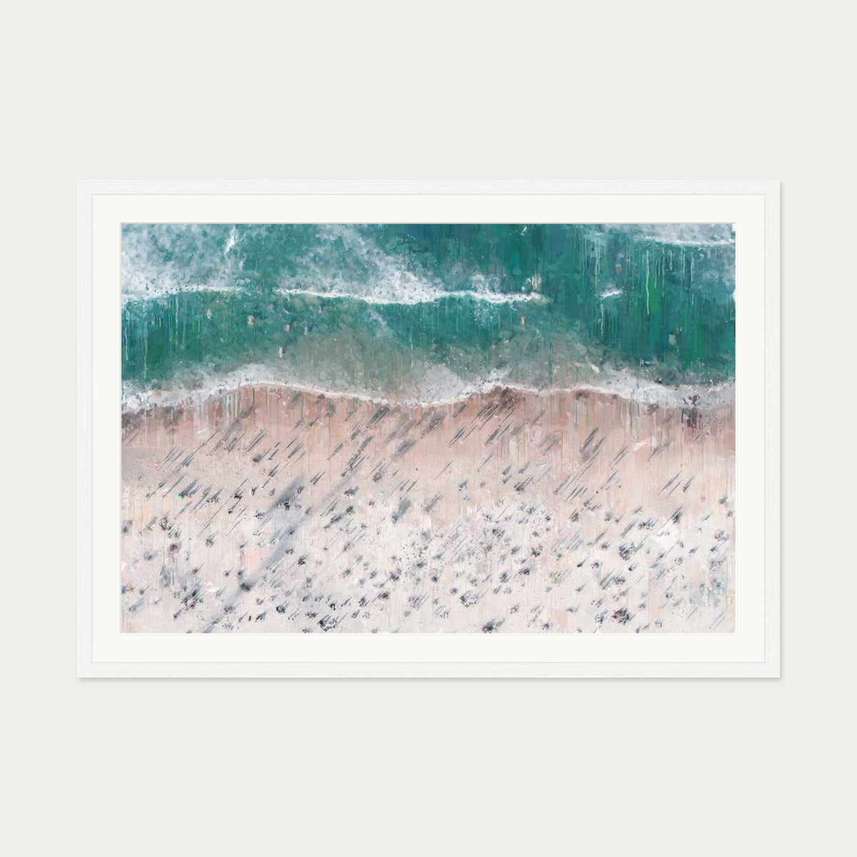 Sandy Beach Shore Landscape Art Print — 70 x 100 cm — White Frame